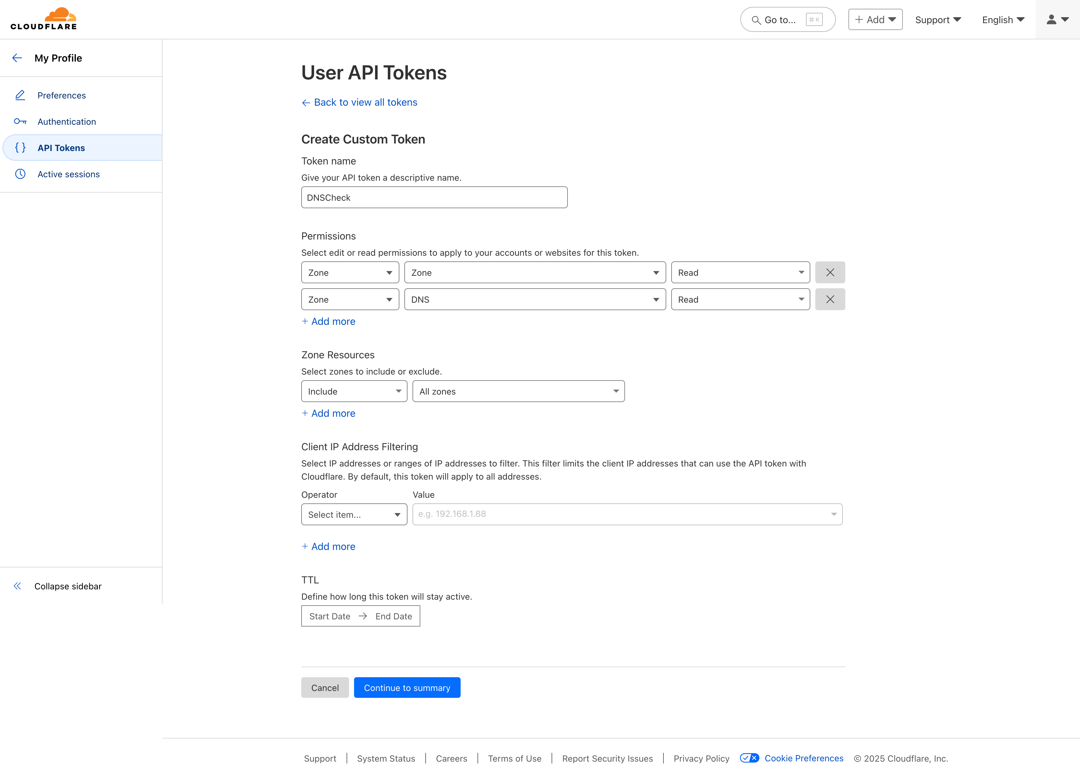 Setting up token permissions